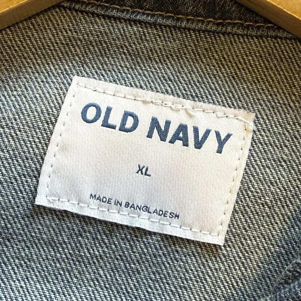 Old Navy Oversized Jean Trucker Jacket Denim Blue Medium Wash Size XL NWOT